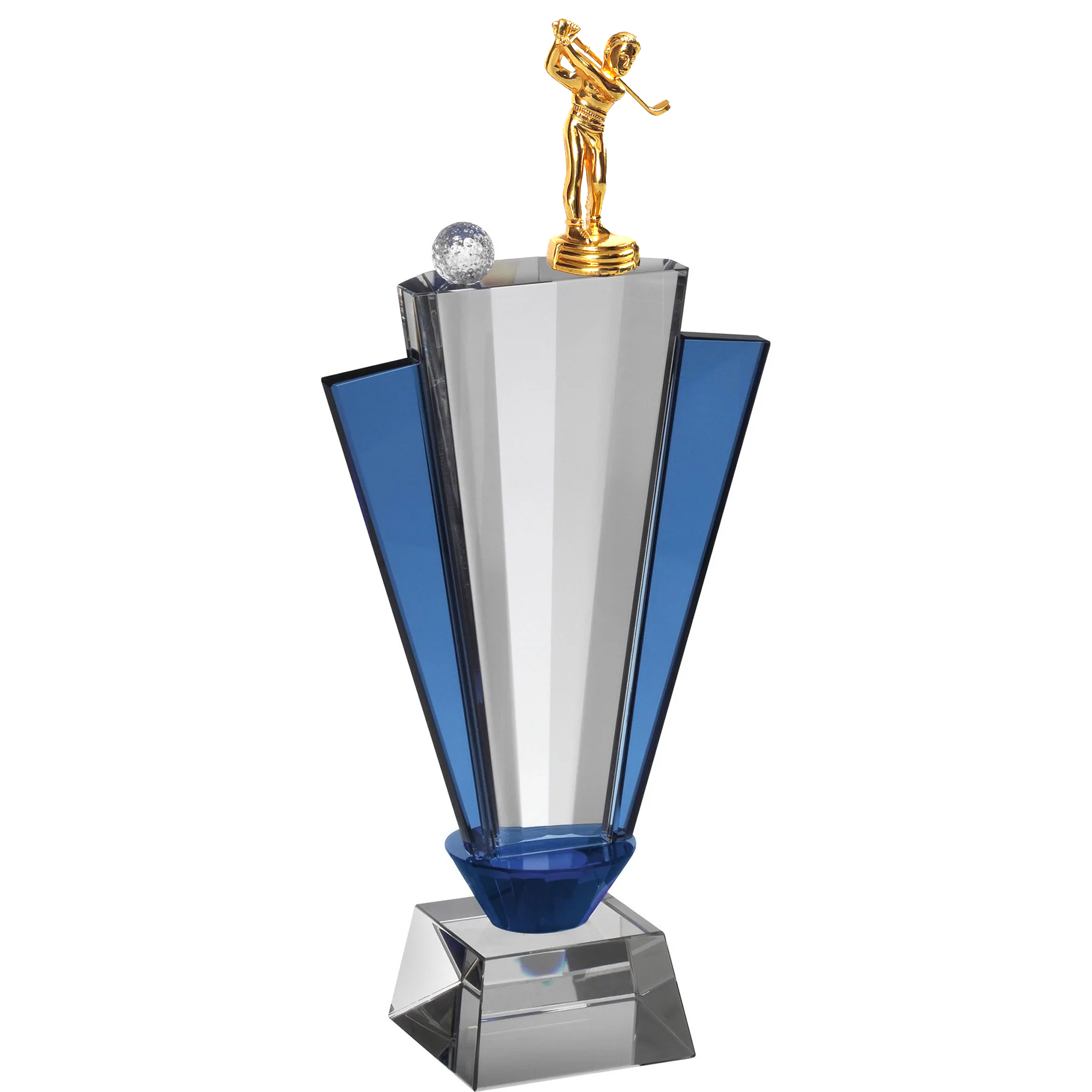 Noble Manufacturer Golf Figure Crystal Glass Outdoor Sports Gift Customized Personalized Bespoke Logo Golf Trophy Award Craft