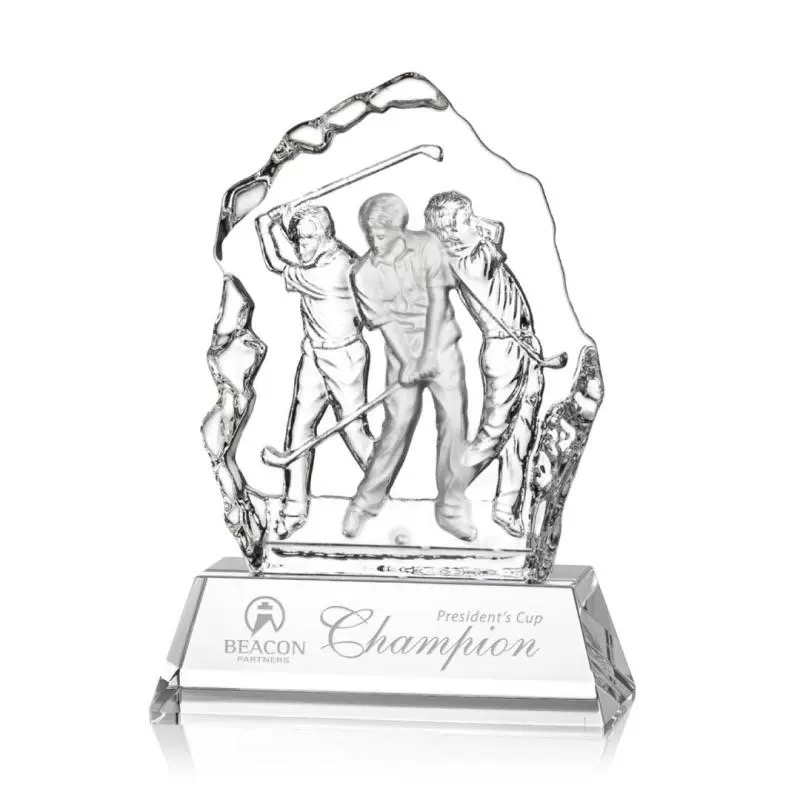 Noble High Quality Crystal Business Gift Sports Awards Custom Bespoke Logo Golf A Hole in One Trophy Hand Craft