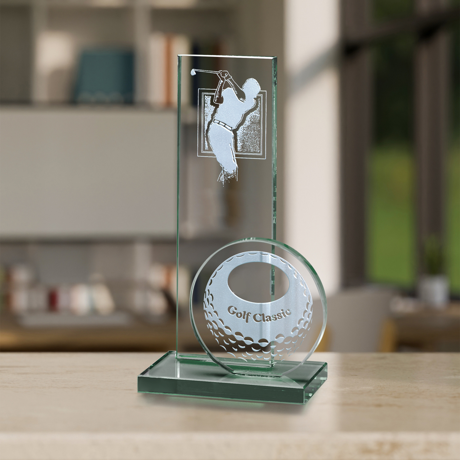 Noble High Quality Crystal Business Gift Sports Awards Custom Bespoke Logo Golf A Hole in One Trophy Hand Craft