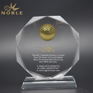 Noble High Quality K9 Crystal With 3D Laser Business Gift Sports Awards Custom Bespoke Logo Golf A Hole in One Trophy Hand Craft