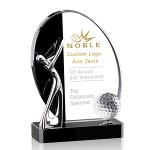 Noble High Quality Crystal Glass Business Gift Sports Awards Custom Bespoke Logo Golf A Hole in One Trophy Hand Craft