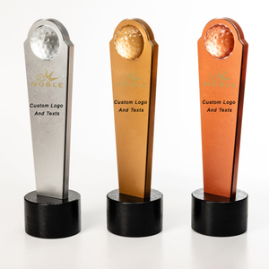 Noble High Quality Metal Golf Trophy With Crystal Base Business Gift Sports Awards Custom Bespoke Logo Golf A Hole in One Gift