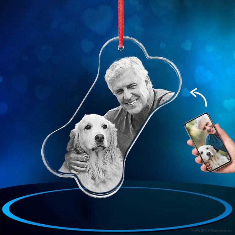Noble Crystal Bone With 3D Laser Engraving Picture Inside Pet Cat Gift Hanger