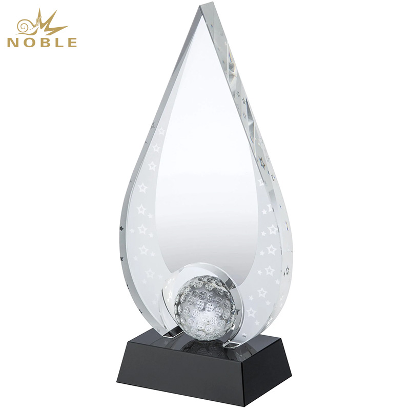 Noble Manufacturer Golf Ball Crystal Glass Sports Gift Customized Personalized Bespoke Logo Golf Trophy Award Hand Craft