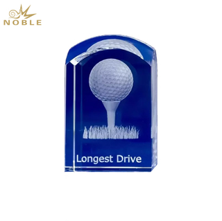 Noble Crystal Cube 3D laser Custom Logo Golf Trophy Awards
