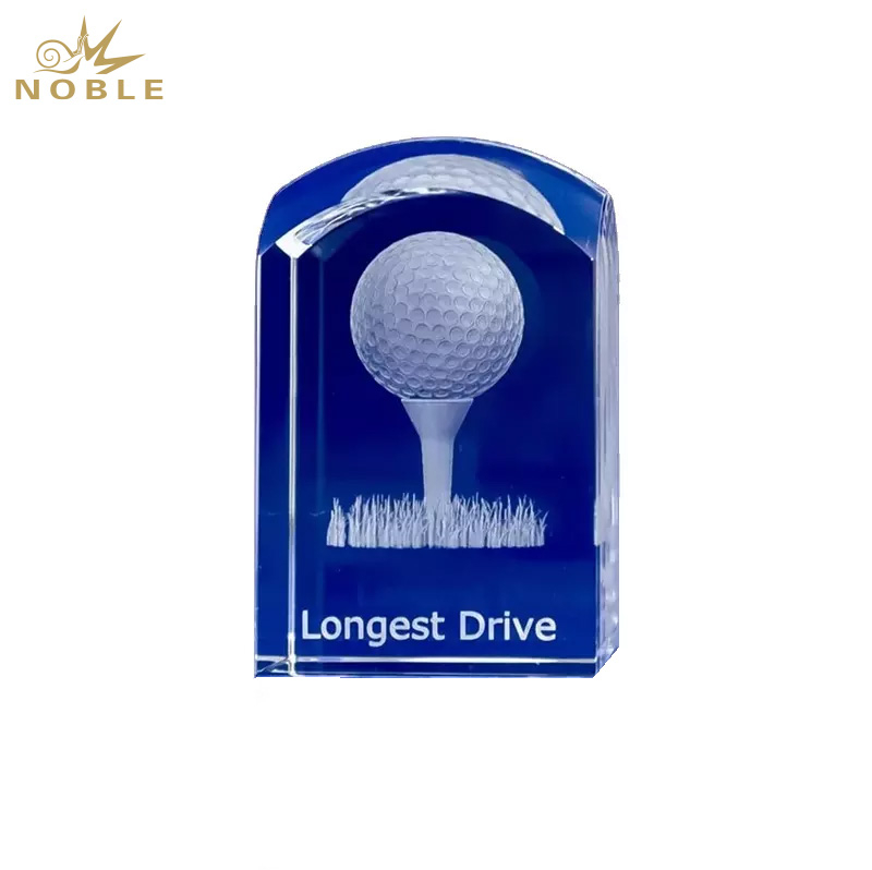 Noble Crystal Cube 3D laser Custom Logo Golf Trophy Awards