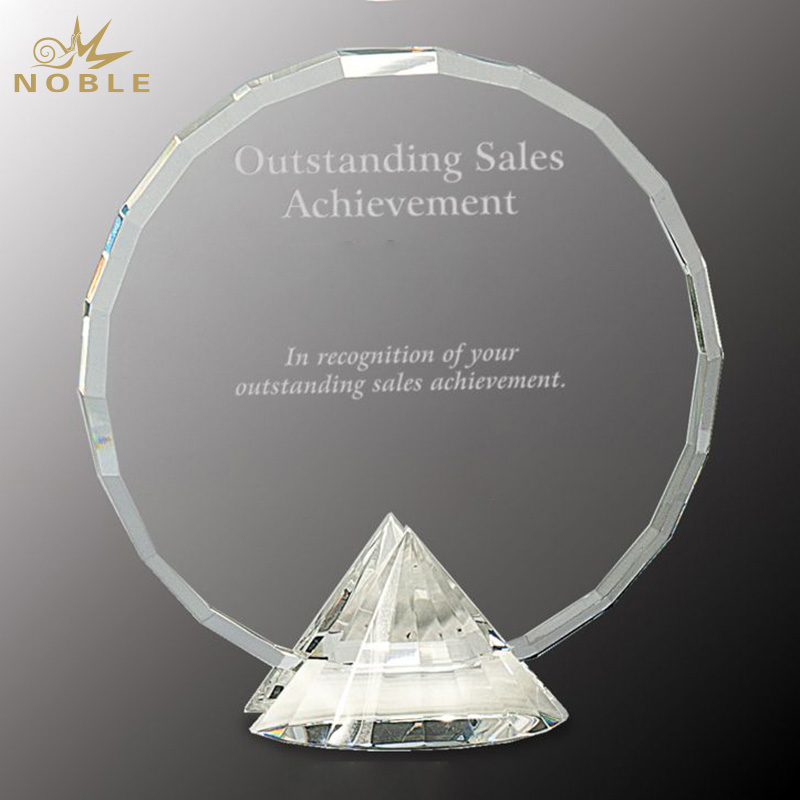 Noble Sunflower Octagon Circle Crystal Glass Custom Logo Golf Trophy Award