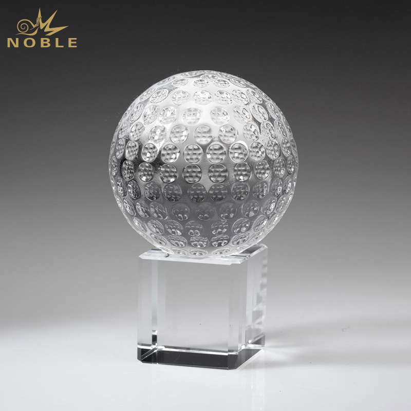Noble Crystal Glass Golf Ball Custom Logo Golf Trophy Award
