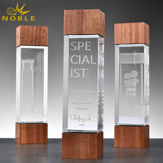 New Style 3D Laser Crystal Wooden Trophy Award