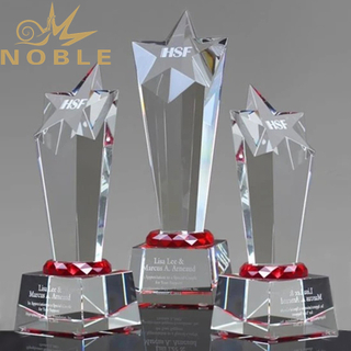 Faceted Crystal Star Award with Red Accent