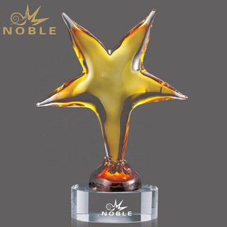 Sea Animal Souvenir Gifts Crystal Starfish Hand Blown Art Glass Trophy