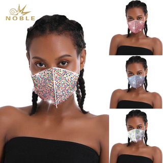 Unisex Cotton 3D Mouth Face Mask Glitter Rhinestone Crystal Masquerade Party Fashion Face Mask for Christmas Costume Party