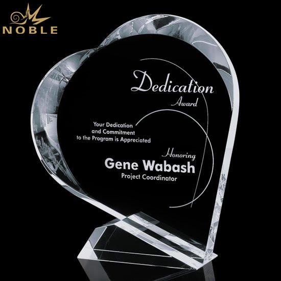 New Product Custom Heart Shape Crystal Trophy Award