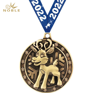New Design Custom Metal Christmas Reindeer Medal