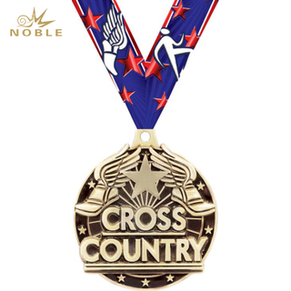 Custom 3D Metal Cross Country Medal with Ribbon