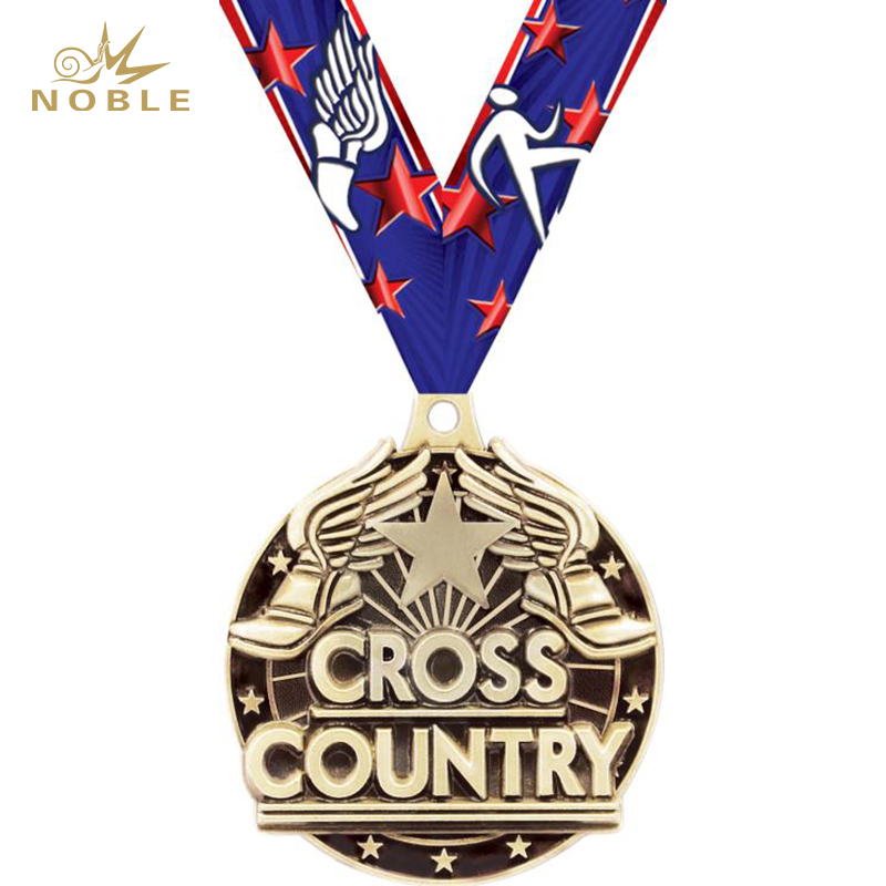 Custom 3D Metal Cross Country Medal with Ribbon