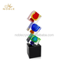 Handmade Clear Colorful Three Crystal Blocks Trophy Art Glass Award