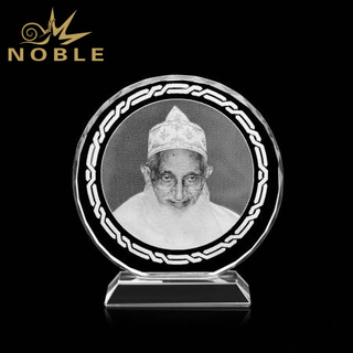 Custom Engraving Islamic Moulana Crystal Circle Trophy As Ramadan Eid Religious Souvenir Gift
