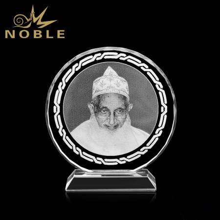 Custom Engraving Islamic Moulana Crystal Circle Trophy As Ramadan Eid Religious Souvenir Gift