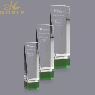 Noble Free Engraving Custom Crystal Block Award with Green Base
