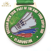 Badminton Sports Custom Medal OEM Zinc Alloy Soft Enamel Metal Souvenir Ribbon