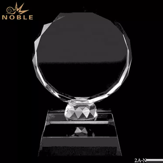 Diamond Edge Blank Round Crystal Trophy With Base