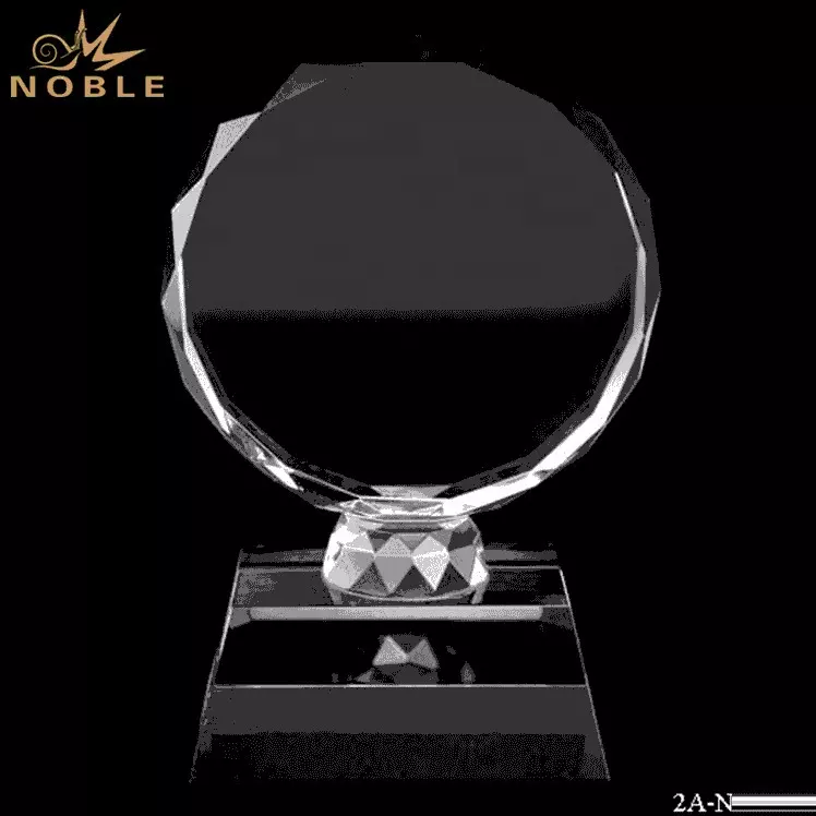 Diamond Edge Blank Round Crystal Trophy With Base