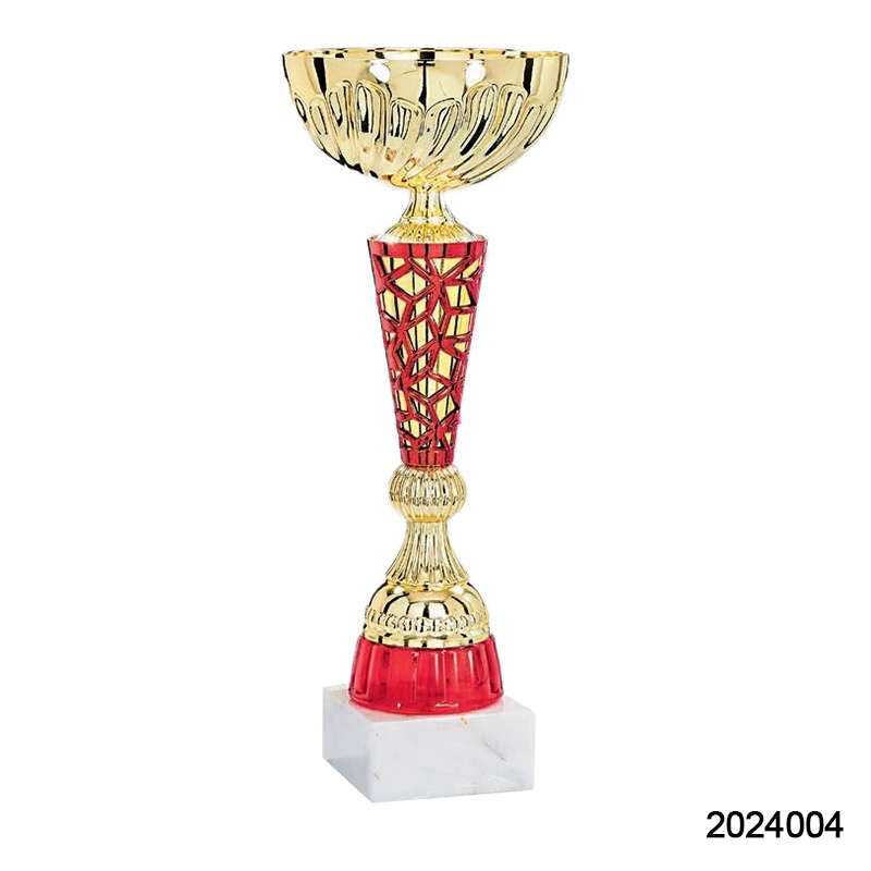 2024 New Design Different Size Custom Made Marble Base Sports Golf Soccer Basketball Marathon Custom Logo Gold Metal Red Dance Trophy Cup 