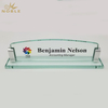 Noble Jade Glass Name Plate With Custom Bespoke Logo Promotional Business Gift Office Desk Decoration Hand Craft