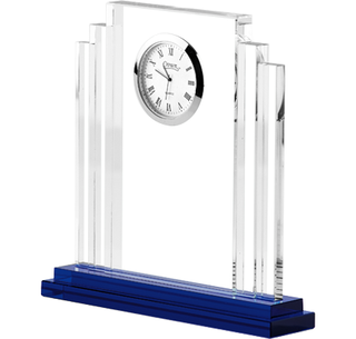 Noble Manufacturer Crystal Glass Clock Business Gift Customized Bespoke Logo Office Decoration Trophy Award Hand Craft Tabletop clock