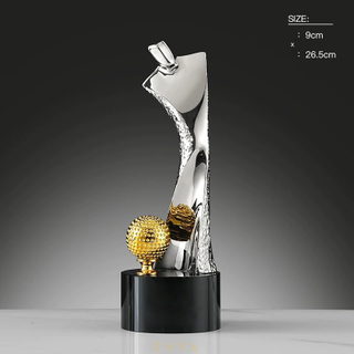 Crystal With High Quality Shiny Gold Silver Metal Golf Figure Business Gift Sports Awards Custom Logo Golf A Hole in One Trophy