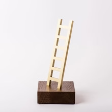 High Quality Customized Shape Gold Silver Bronze Metal Ladder With Wood Base Business Gift Custom Logo Trophy Awards