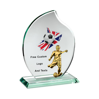 Noble Manufacturer Wholesale Cheap Glass Plaque With Custom Printing Logo UK Gift Personalized Hand Crafts Soccer Trophy Award