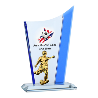 Noble Manufacturer Wholesale Cheap Glass Plaque With Custom Printing Logo UK Gift Personalized Hand Crafts Soccer Trophy Award