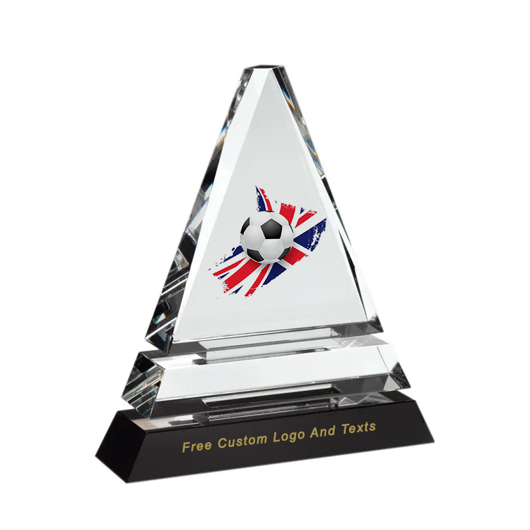 Noble Manufacturer Wholesale Crystal Glass Tower With Custom Logo UK Gift Personalized Sports Soccer Trophy Award Hand Craft
