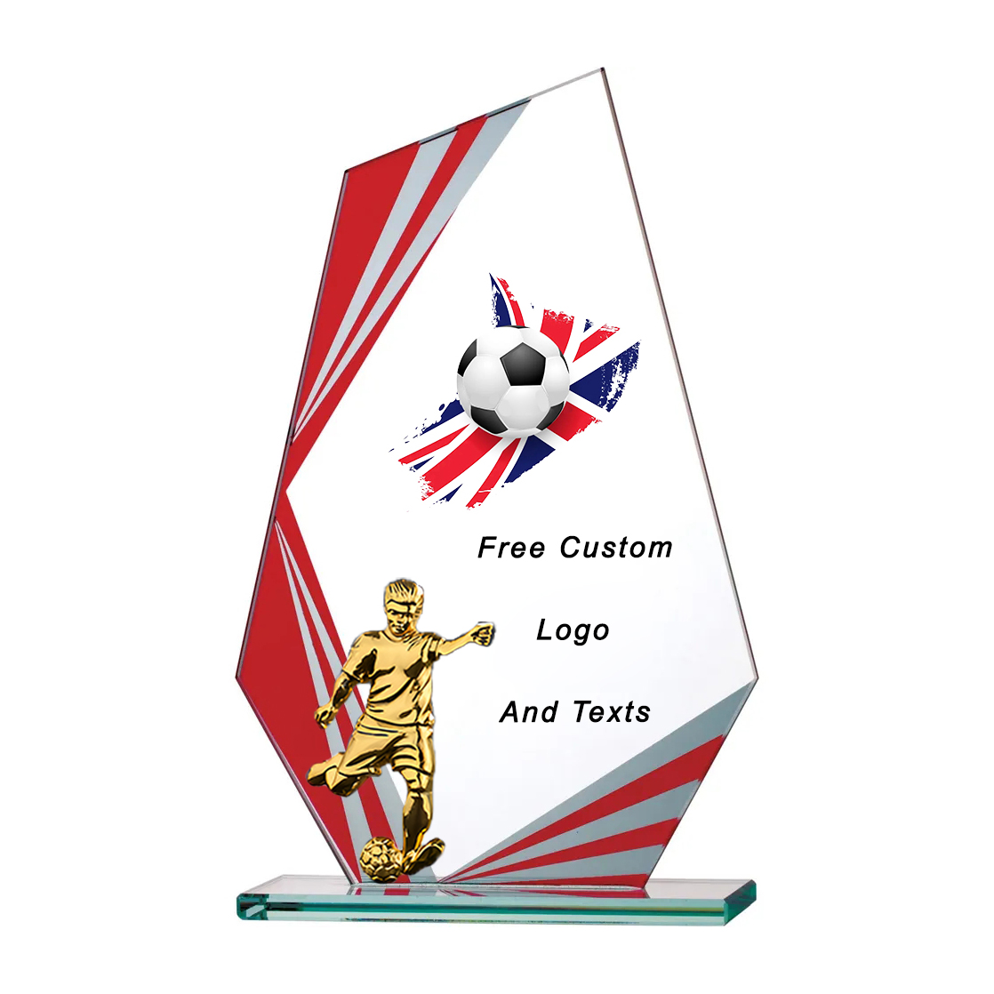Noble Manufacturer Wholesale Glass Plaque With Custom Printing Logo UK Gift Personalized Sports Soccer Trophy Award Hand Crafts