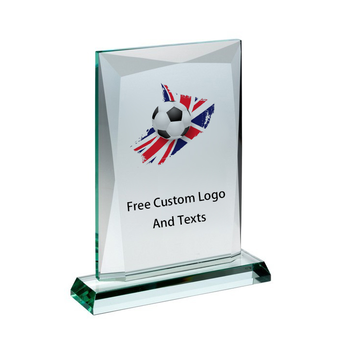 Noble Manufacturer Wholesale UK Gift Personalized Sports Soccer Black Crystal Glass Trophy Award