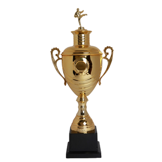 2024 New Design Different Size Custom Made Marble Base Sports Golf Soccer Basketball Marathon Custom Logo Gold Metal Gold Karate Trophy Cup 