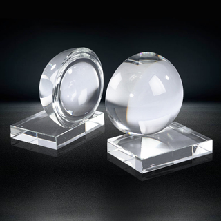 Noble Manufacturer Transparent Crystal Glass Achievement Custom Bespoke Logo Business School Office Desk Gift Hand Craft Bookend