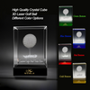 Noble High Quality 3D Laser Crystal Cube Golf Ball Golfer Sports Awards Custom Bespoke Logo Golf A Hole in One Trophy 