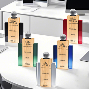 Noble High Quality Crystal Cube Golf Ball Golfer Sports Awards Custom Bespoke Logo Golf A Hole in One Trophy Awards
