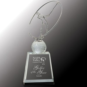 Noble High Quality Gold Silver Bronze Metal Figure With Crystal Business Gift Sports Awards Custom Bespoke Logo Golf A Hole in One Trophy Hand Craft