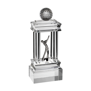 Noble High Quality Crystal Golf Ball with Silver Metal Golf Figure Business Gift Sports Awards Custom Bespoke Logo Golf A Hole in One Trophy Hand Craft