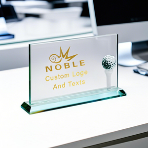 Noble High Quality Glass Business Gift Sports Awards Custom Bespoke Logo Golf A Hole in One Trophy Hand Craft
