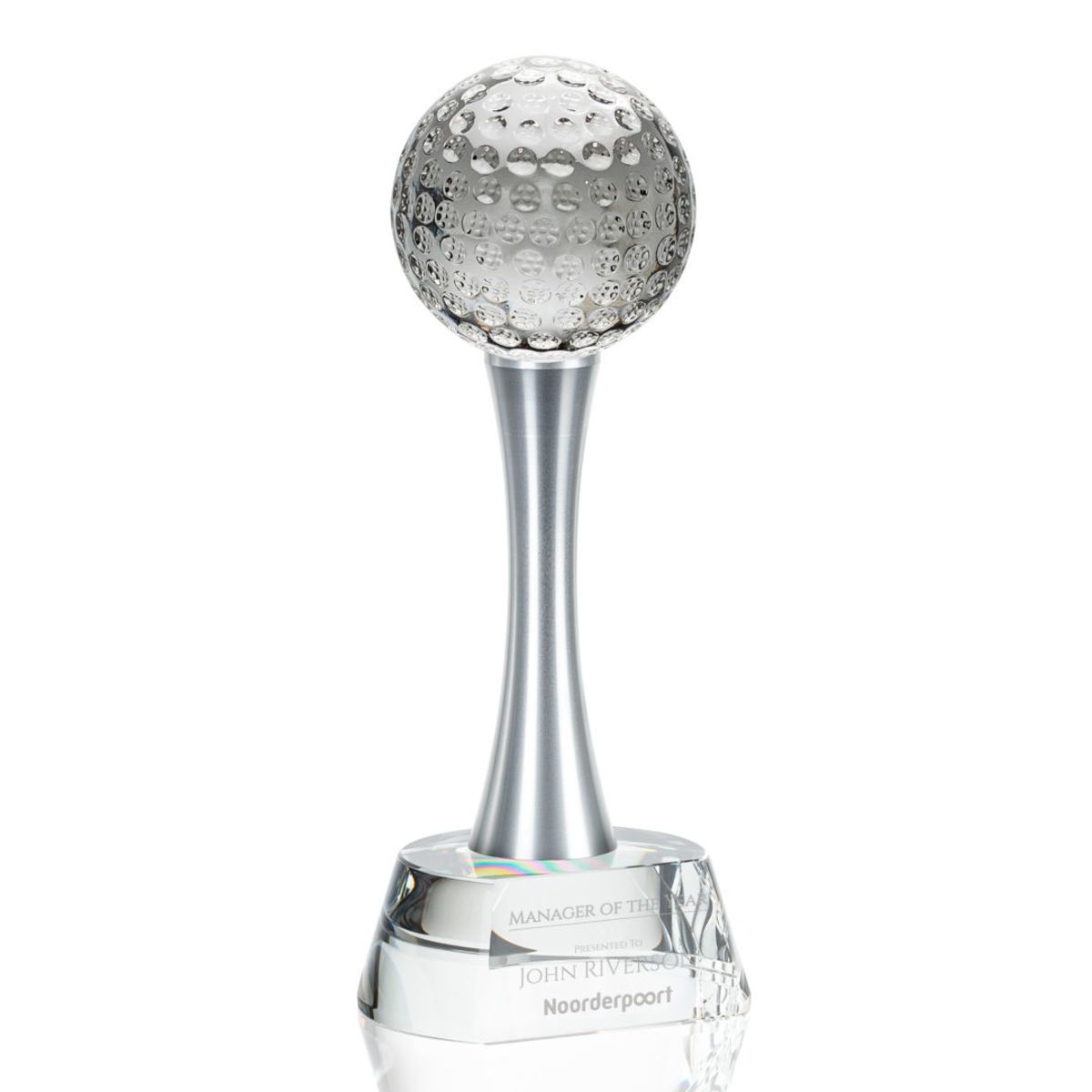 Noble High Quality Crystal Gold Ball Business Gift Sports Awards Custom Bespoke Logo Golf A Hole in One Trophy Hand Craft