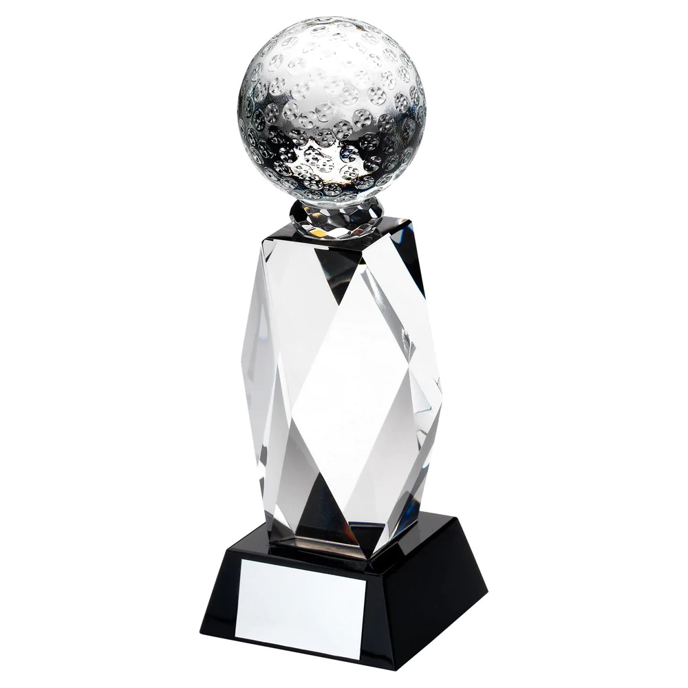 Noble Manufacturer Crystal Glass Outdoor Sports Gift Customized Personalized Bespoke Logo Golf Trophy Award Hand Craft