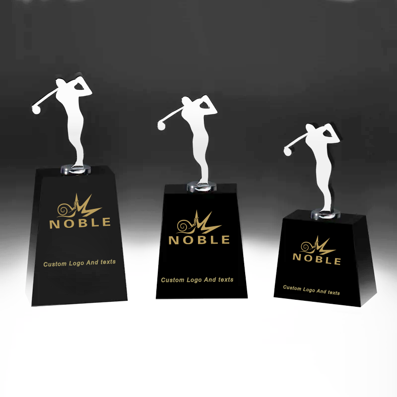 Noble High Quality K9 Crystal Business Gift Sports Awards Custom Bespoke Logo Golf A Hole in One Trophy Hand Craft