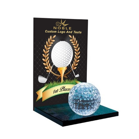 Noble High Quality K9 Crystal With 3D Laser Business Gift Sports Awards Custom Bespoke Logo Golf A Hole in One Trophy Hand Craft