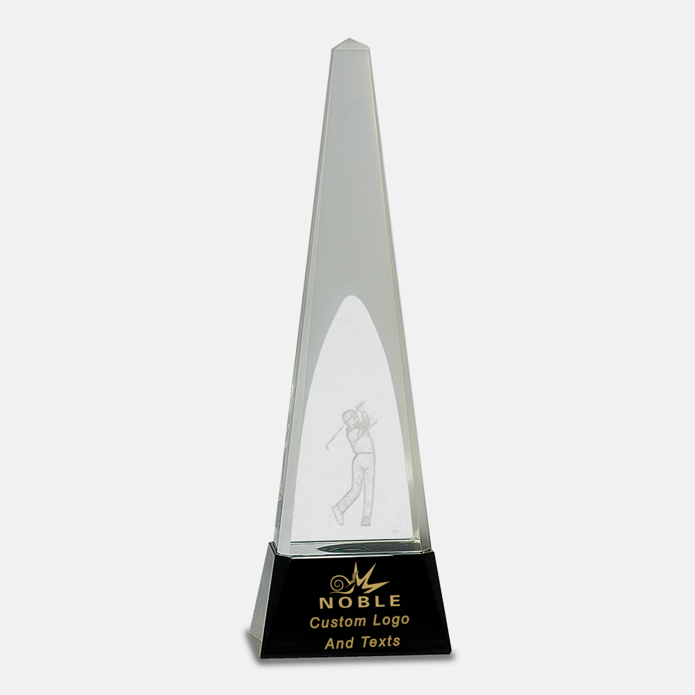 Noble High Quality Crystal Glass Business Gift Sports Awards Custom Bespoke Logo Golf A Hole in One Trophy Hand Craft