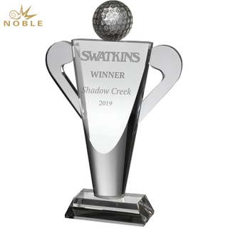 Noble Manufacturer Golf Ball Crystal Glass Sports Gift Customized Personalized Bespoke Logo Golf Trophy Award Hand Craft